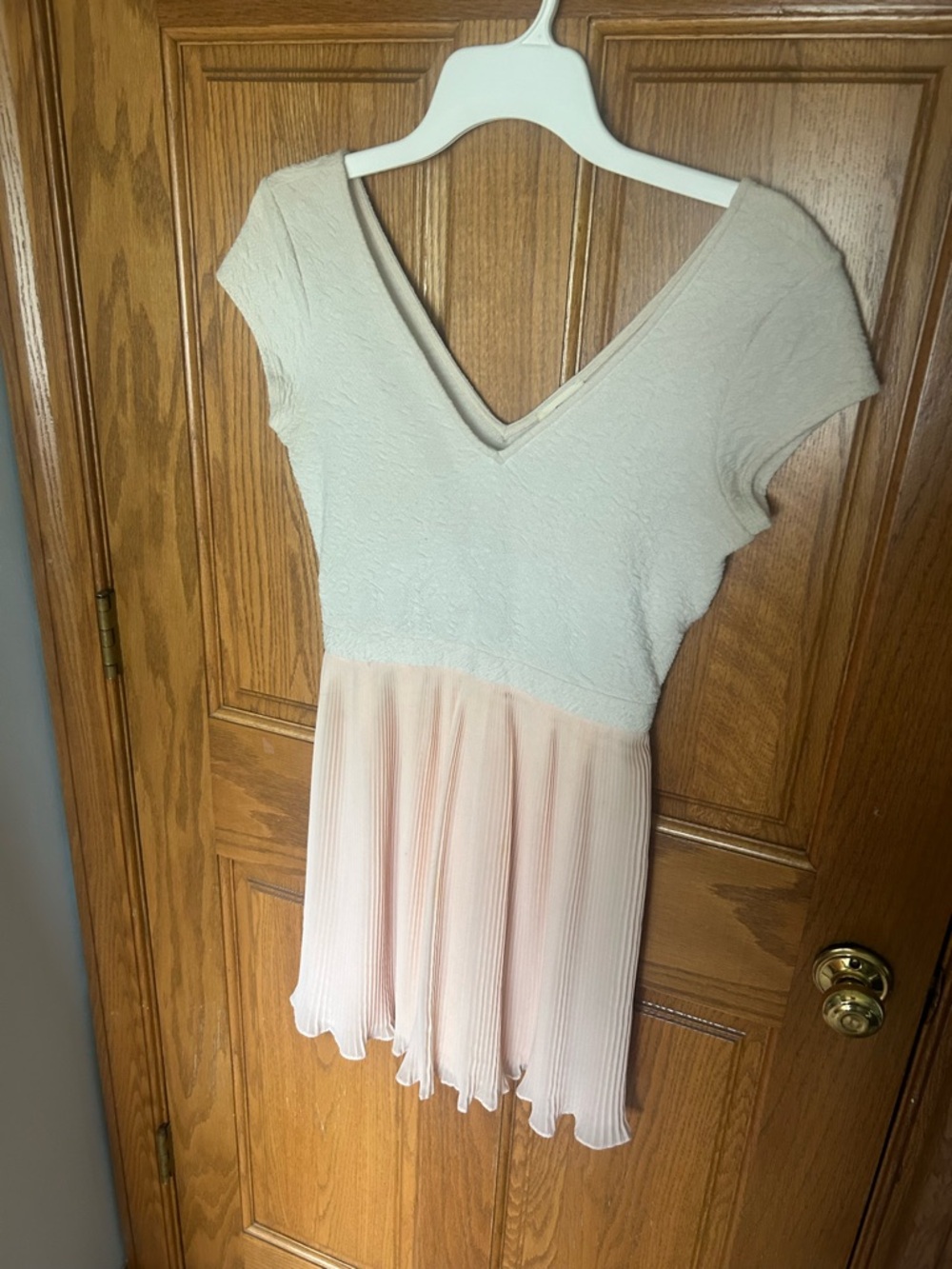 Pins & Needles Cream and Light Pink V-Neck Pleated Dance Dress